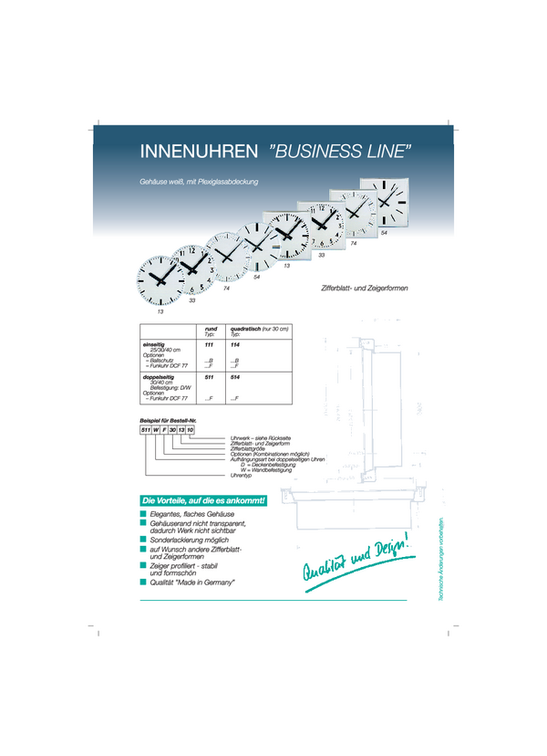 Innenuhren - Business Line